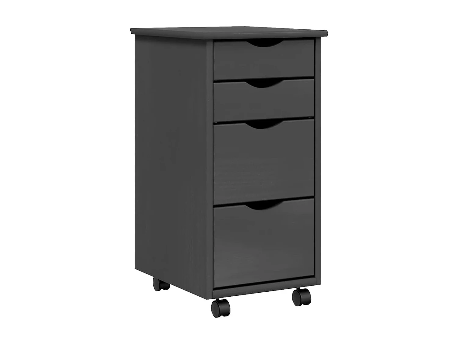 Armoire roulante avec tiroirs MOSS gris bois de pin solide