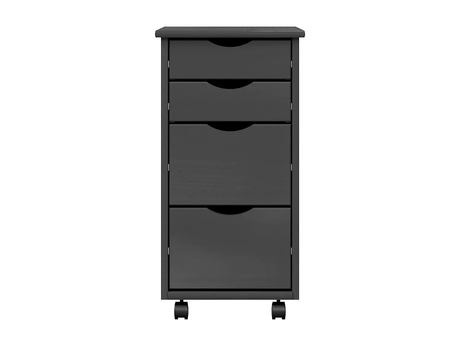 Armoire roulante avec tiroirs MOSS gris bois de pin solide