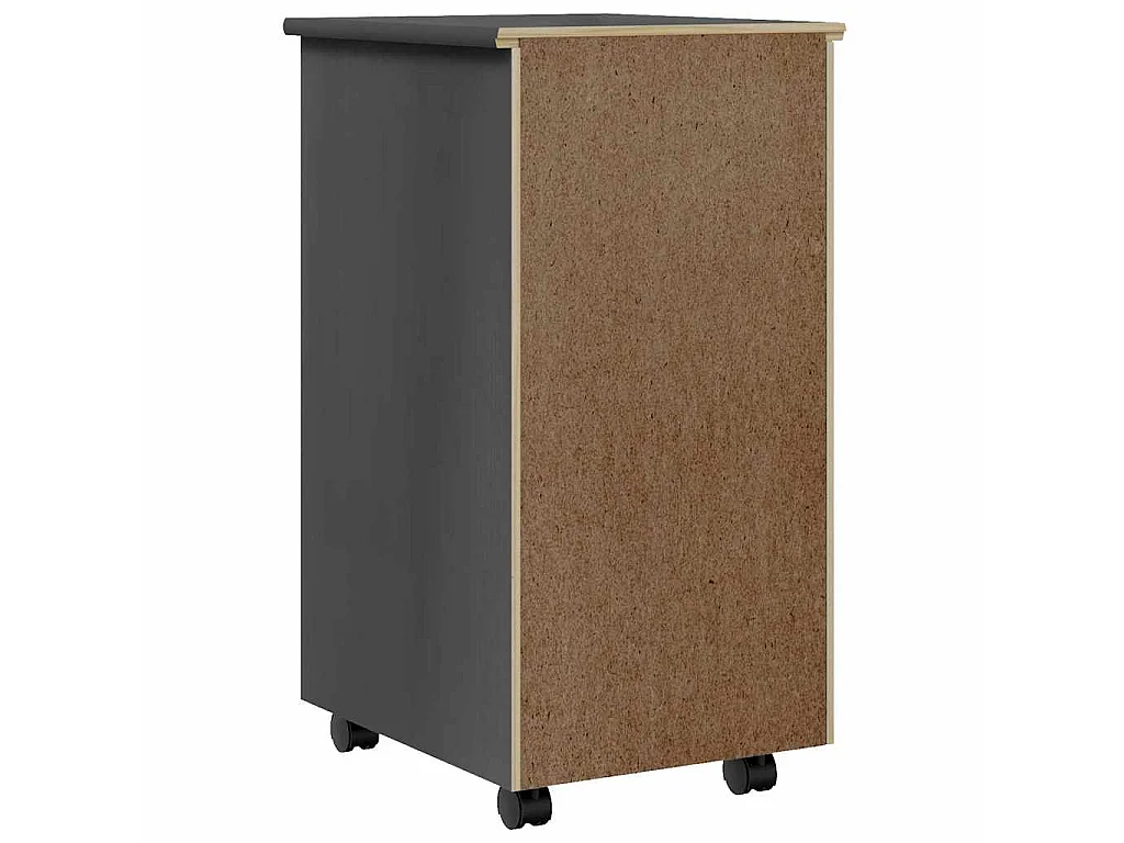 Armoire roulante avec tiroirs MOSS gris bois de pin solide