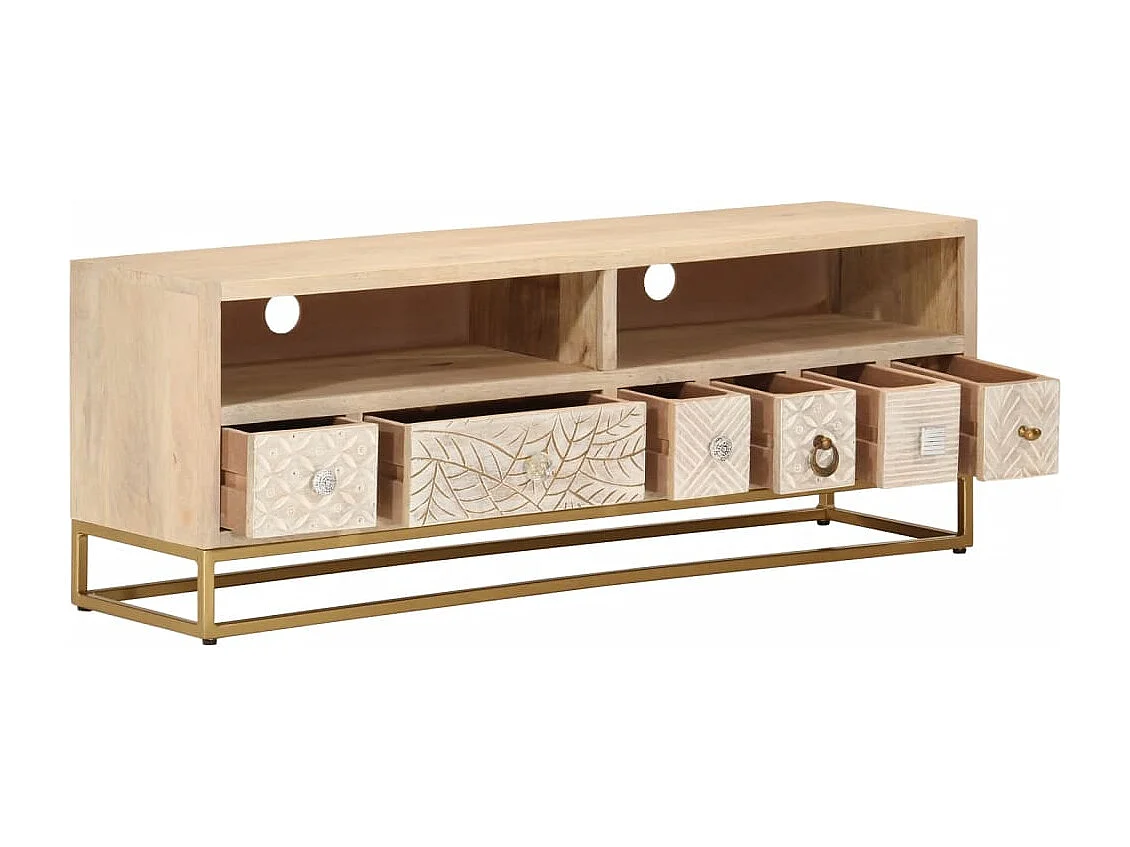TV-Schrank 110x30x40 cm Massivholz Mango und Eisen