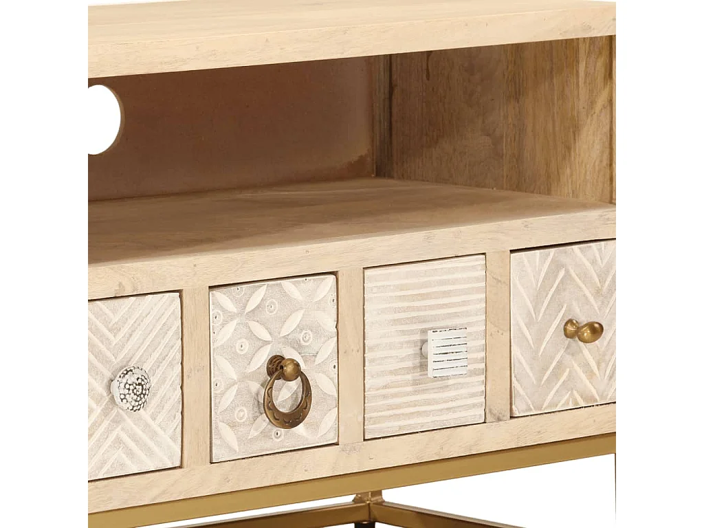 TV-Schrank 110x30x40 cm Massivholz Mango und Eisen