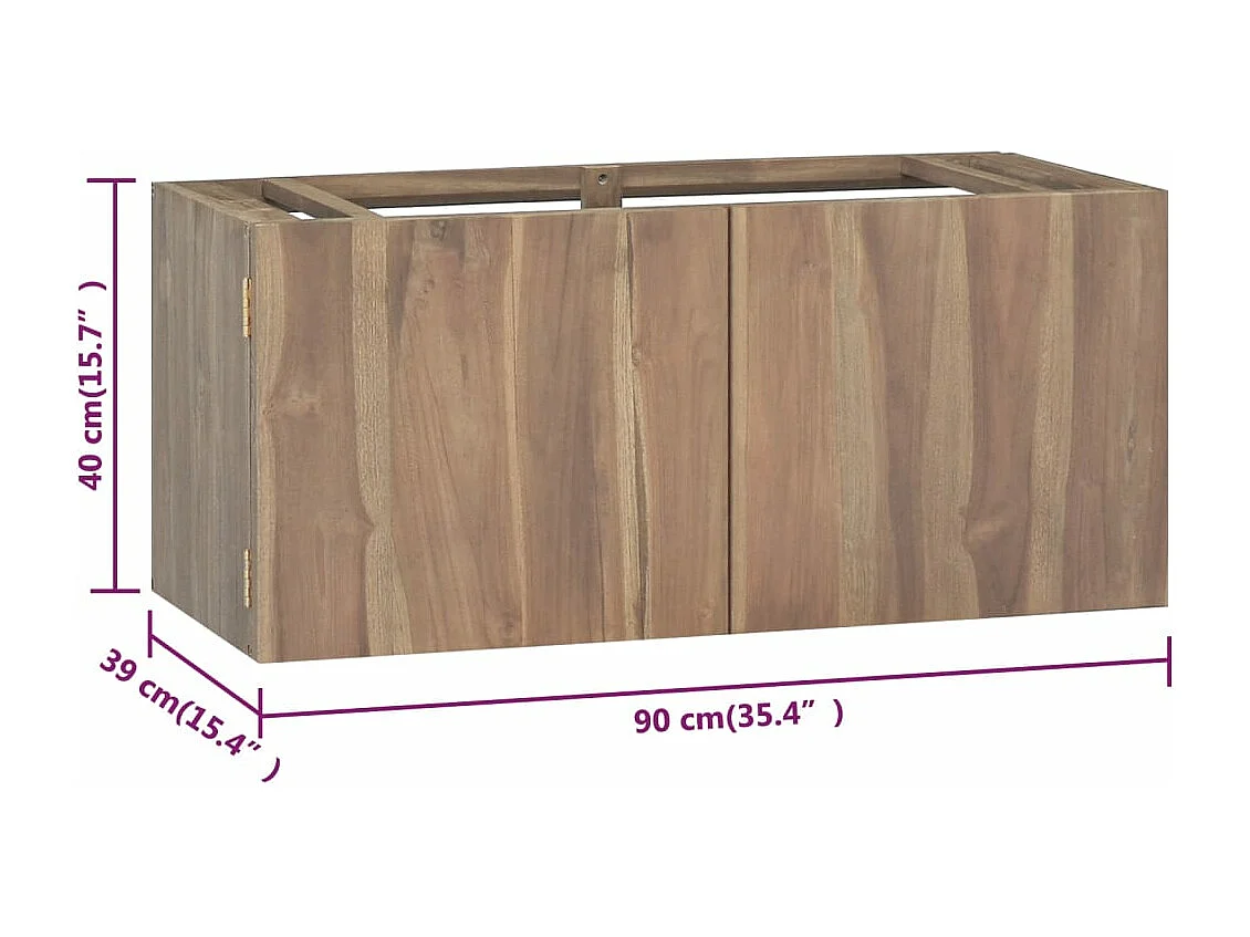 Armoire murale de salle de bain 90x39x40 cm Bois de teck massif
