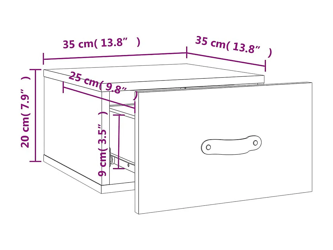 Mesas de cabeceira de parede 2 pcs 35x35x20 cm cinzento sonoma
