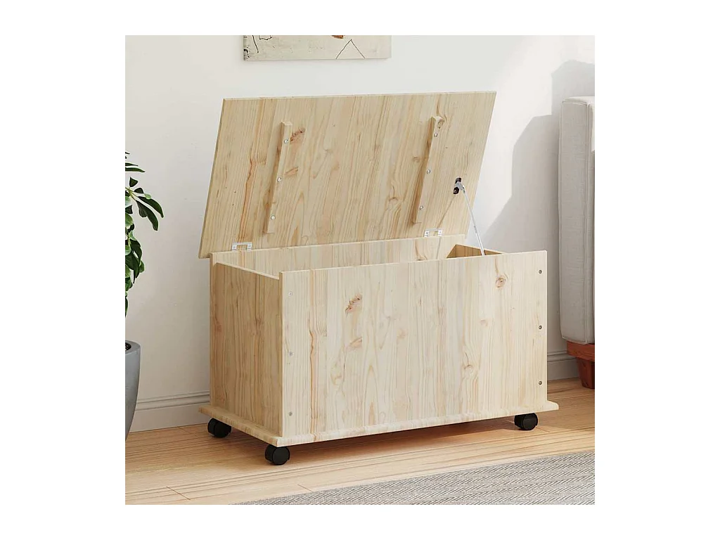 Coffre de rangement à roulettes ALTA 73x39,5x43 cm bois de pin