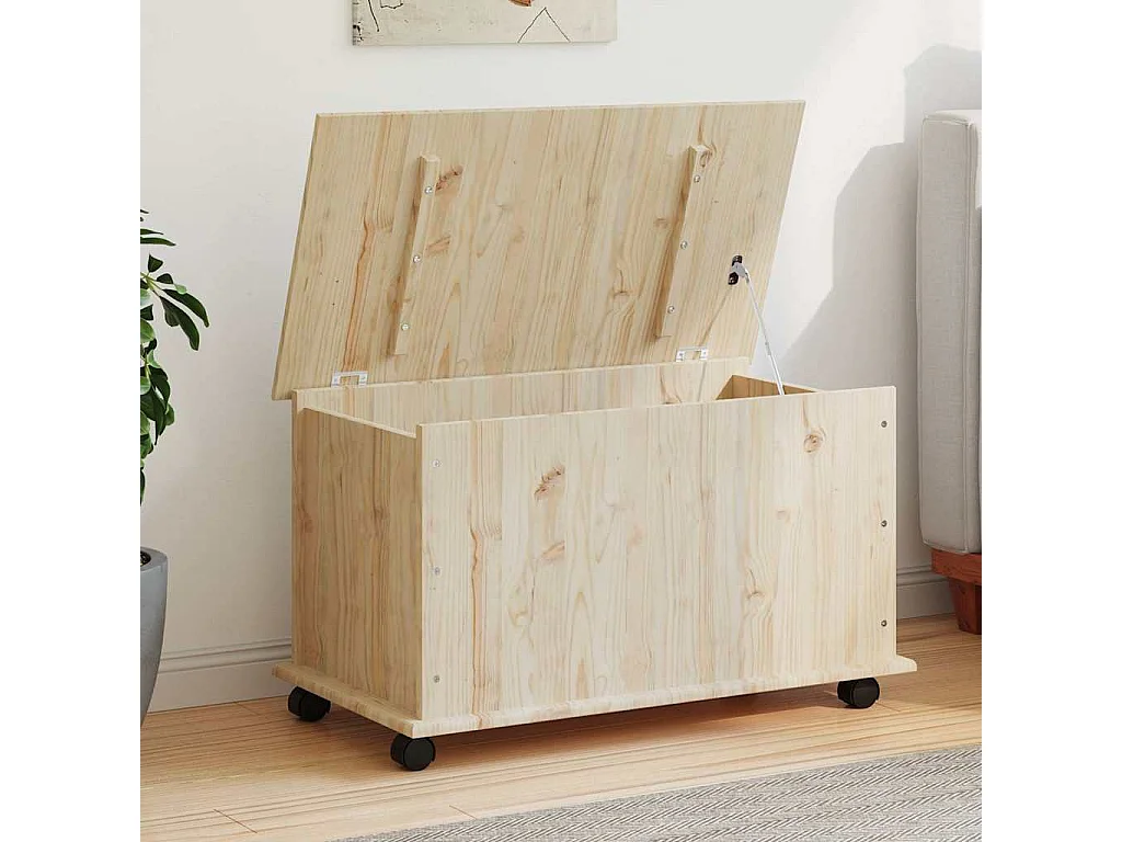 Coffre de rangement à roulettes ALTA 73x39,5x43 cm bois de pin