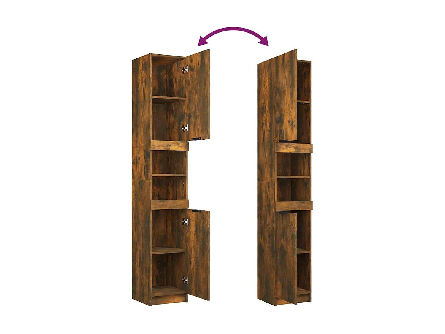 Armoire de bain Chêne fumé 32x34x188,5 cm Bois d'ingénierie