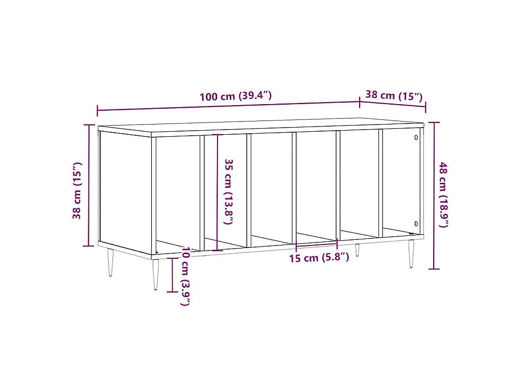 Mobile Porta Dischi Rovere Sonoma 100x38x48cm Legno Multistrato