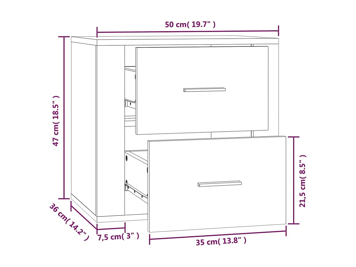 Table de chevet murale Blanc 50x36x47 cm