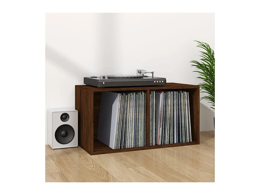 Boîte de rangement de vinyles Chêne marron 71x34x36 cm