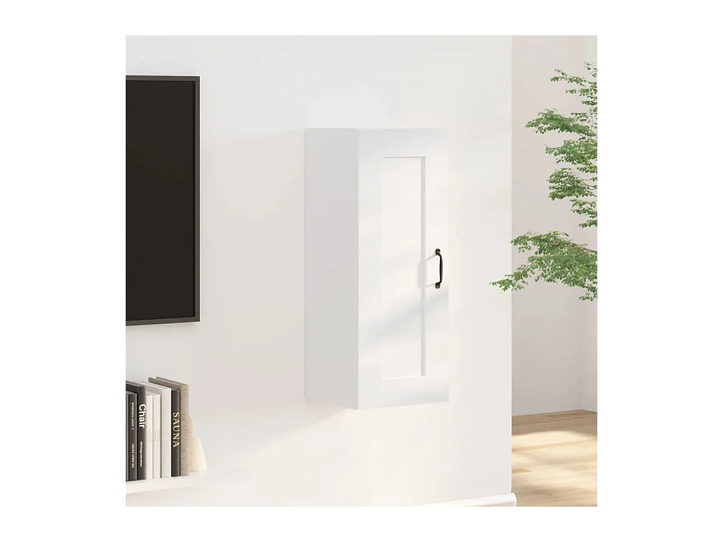 Armoire suspendue Blanc brillant 35x34x90 cm Bois d'ingénierie