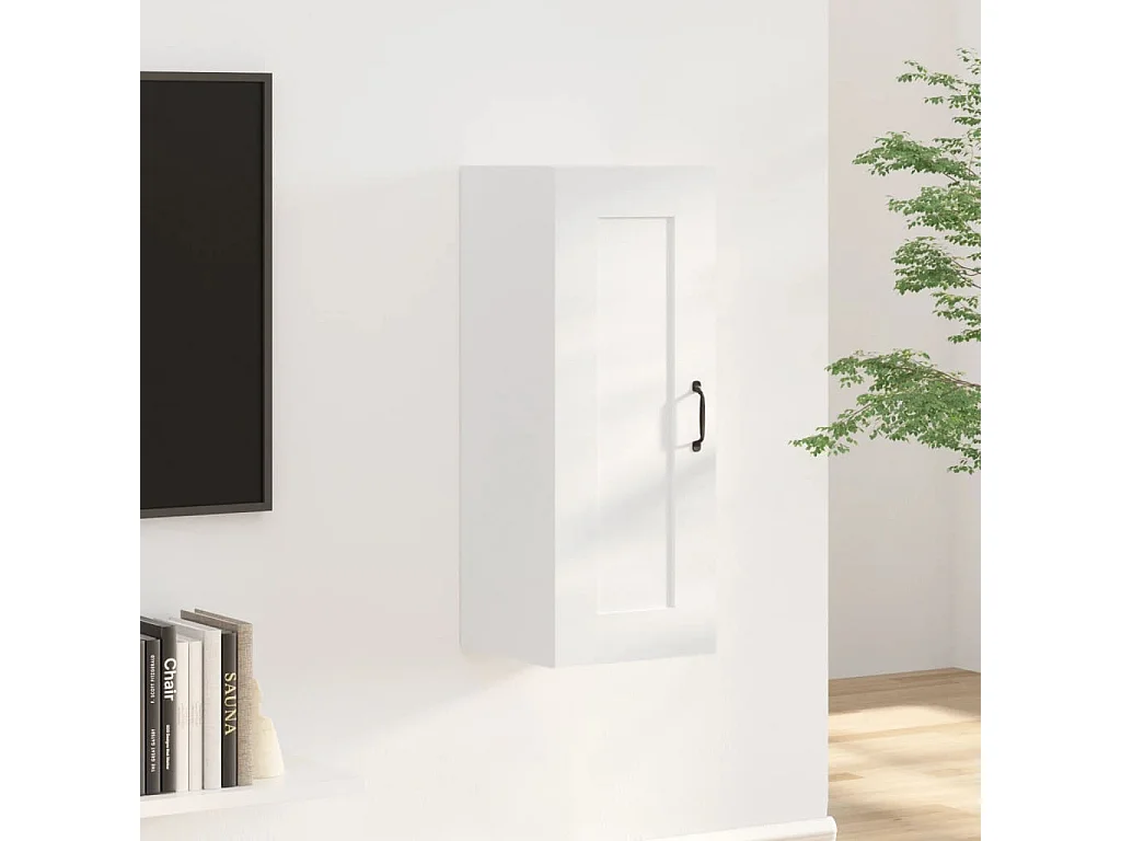 Armoire suspendue Blanc brillant 35x34x90 cm Bois d'ingénierie