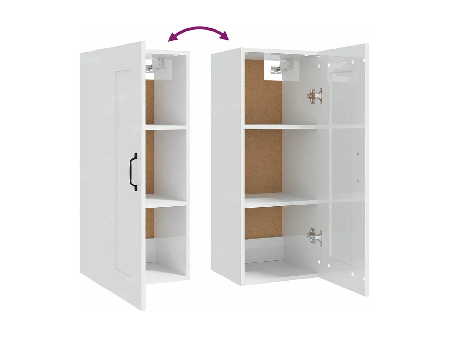 Armoire suspendue Blanc brillant 35x34x90 cm Bois d'ingénierie