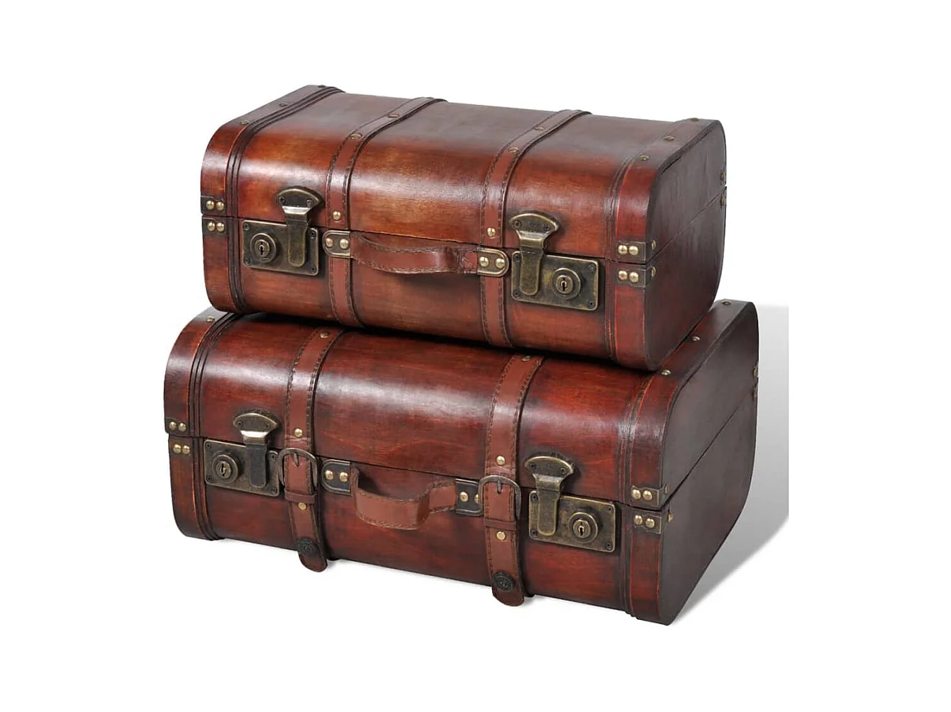 Coffre de rangement vintage Bois Marron 2 pcs