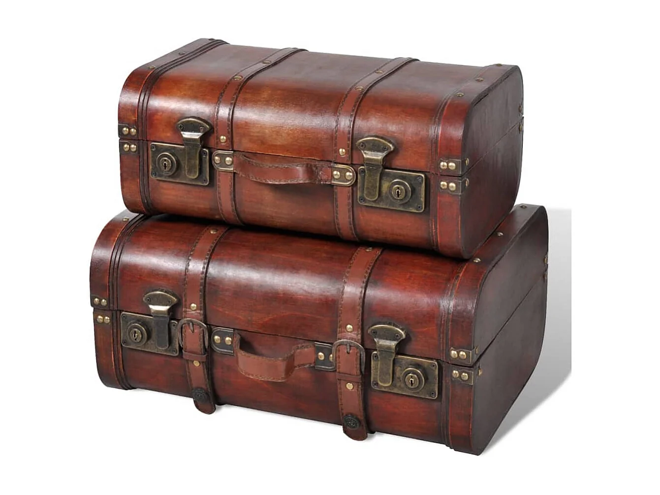 Baule del Tesoro in Legno 2 pz Vintage Marrone