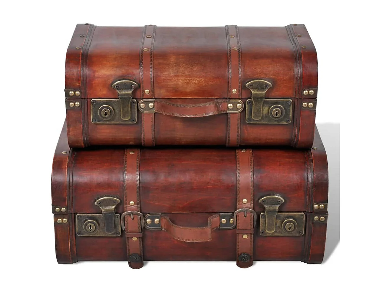 Baule del Tesoro in Legno 2 pz Vintage Marrone