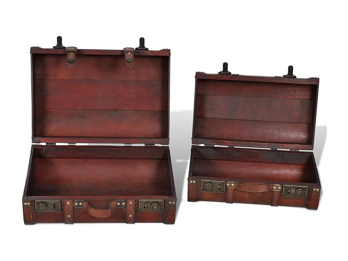 Baule del Tesoro in Legno 2 pz Vintage Marrone
