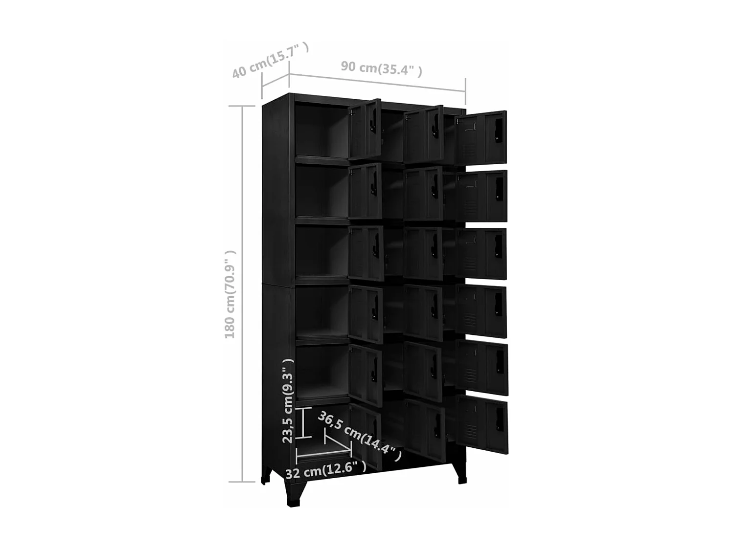 Armoire à casiers Noir 90x40x180 cm Acier