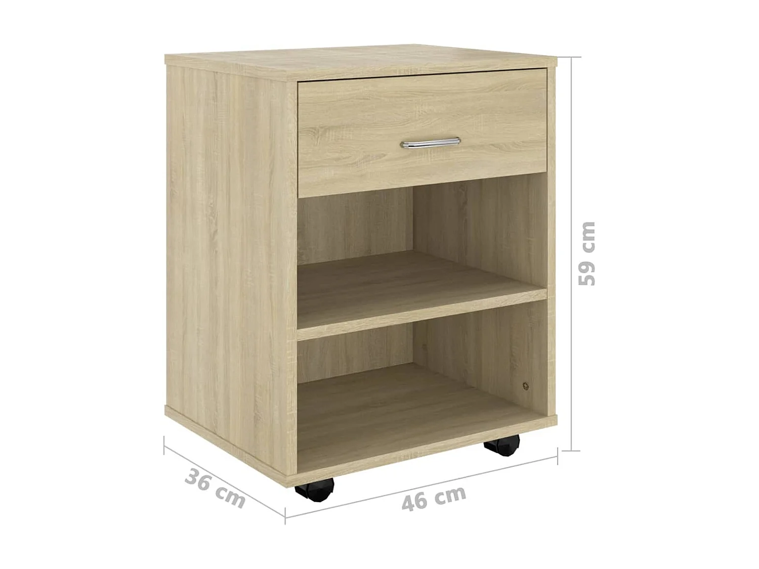 Armario con ruedas madera contrachapada roble Sonoma 46x36x59cm