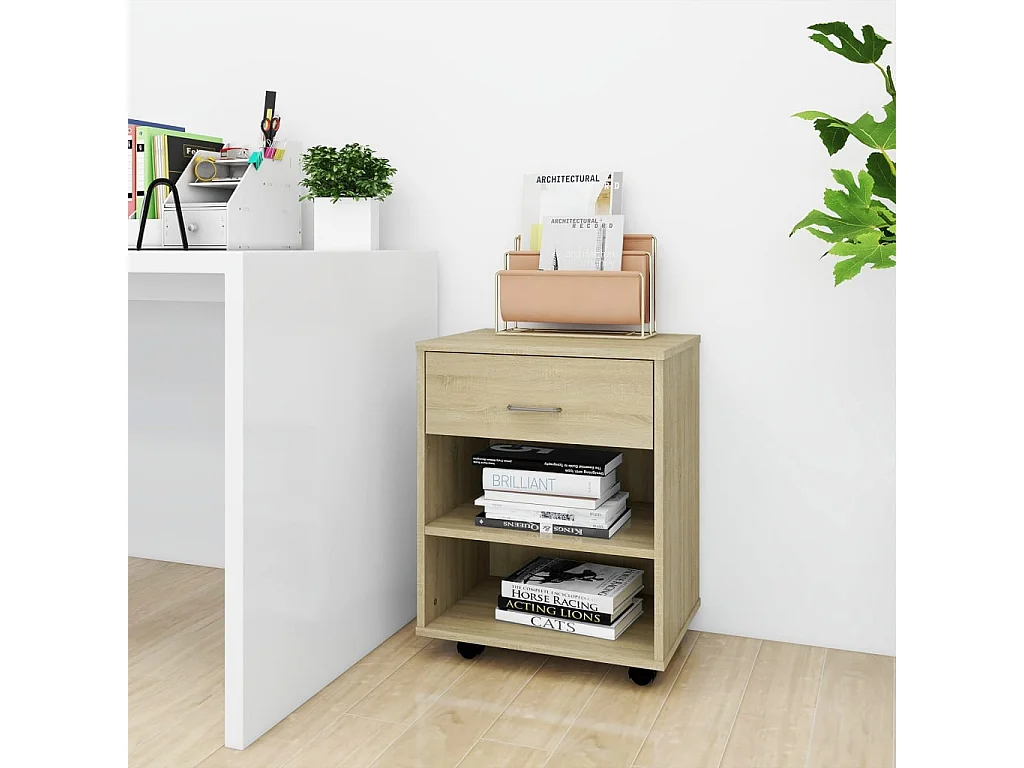 Armoire à roulettes Chêne sonoma 46x36x59 cm Bois d’ingénierie