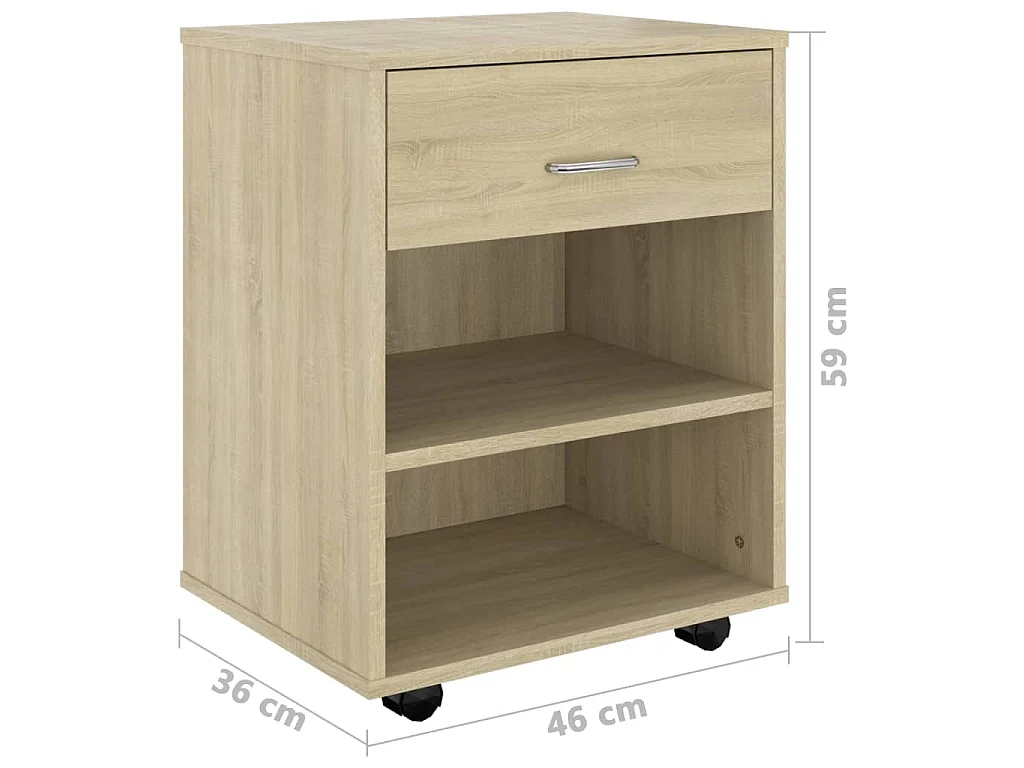 Armoire à roulettes Chêne sonoma 46x36x59 cm Bois d’ingénierie