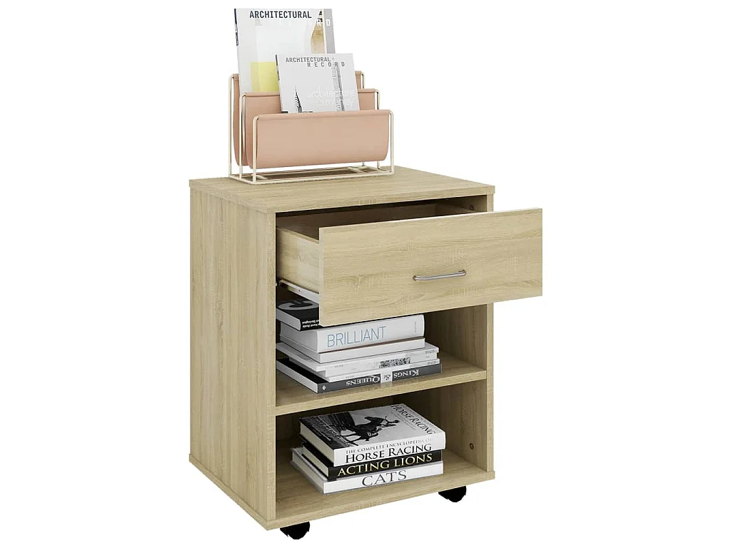 Armoire à roulettes Chêne sonoma 46x36x59 cm Bois d’ingénierie