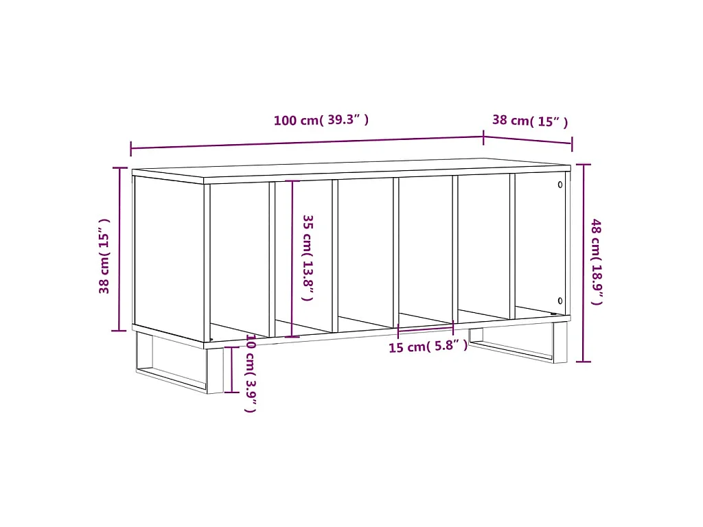 Plattenschrank Schwarz 100x38x48 cm Holzwerkstoff