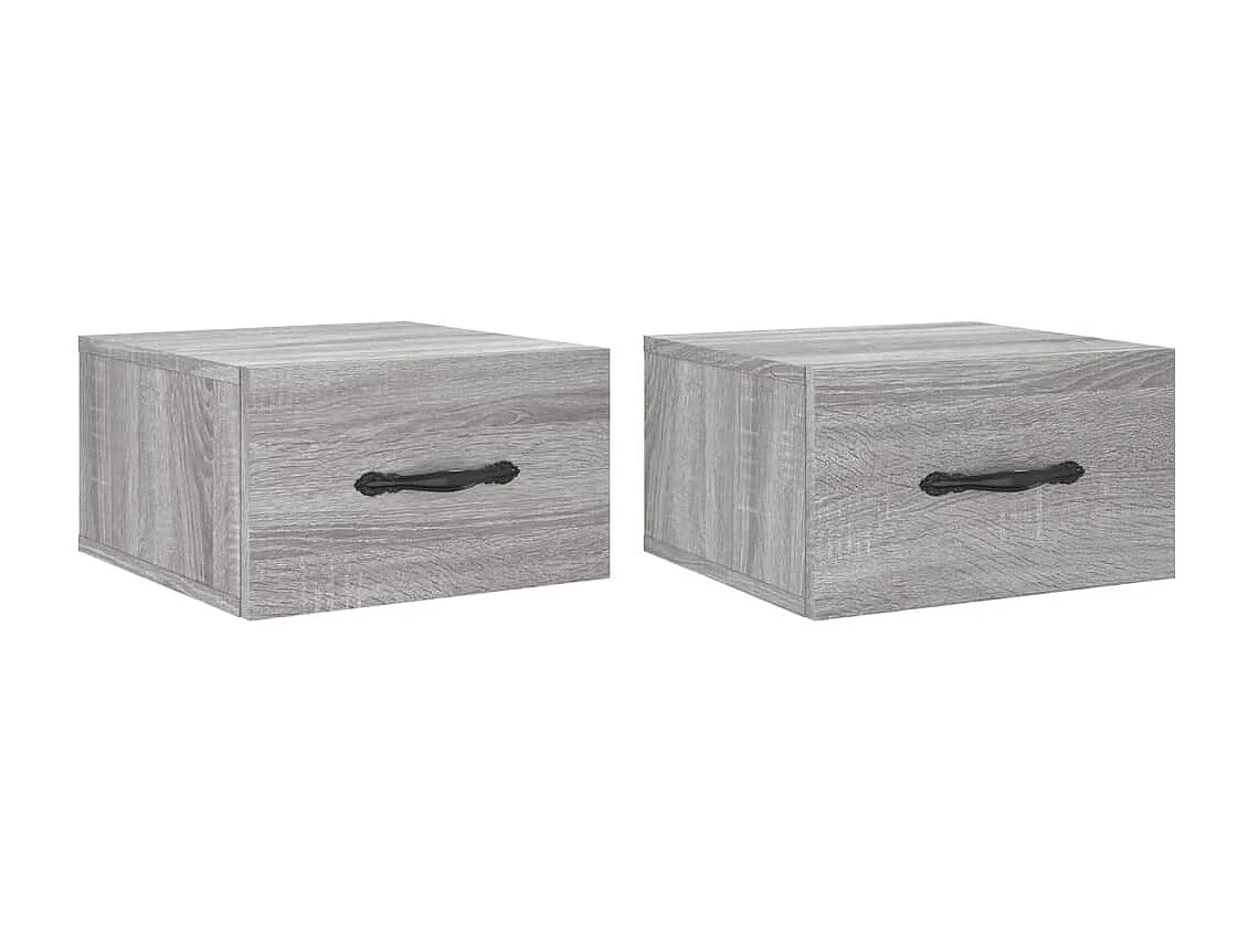 Wand-Nachttische 2 Stk. Grau Sonoma 35x35x20 cm