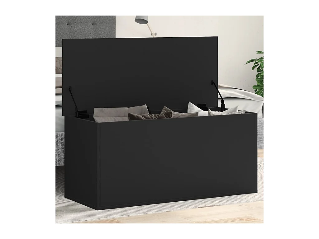 Contenitore Portaoggetti Nero 100x42x46 cm Legno Multistrato