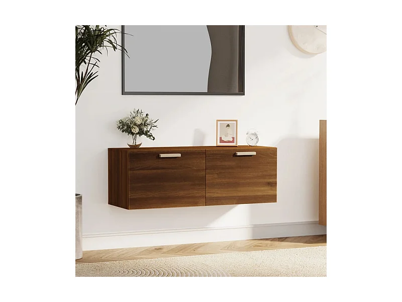 Wandkast 100x36,5x35 cm bewerkt hout bruin eikenkleur
