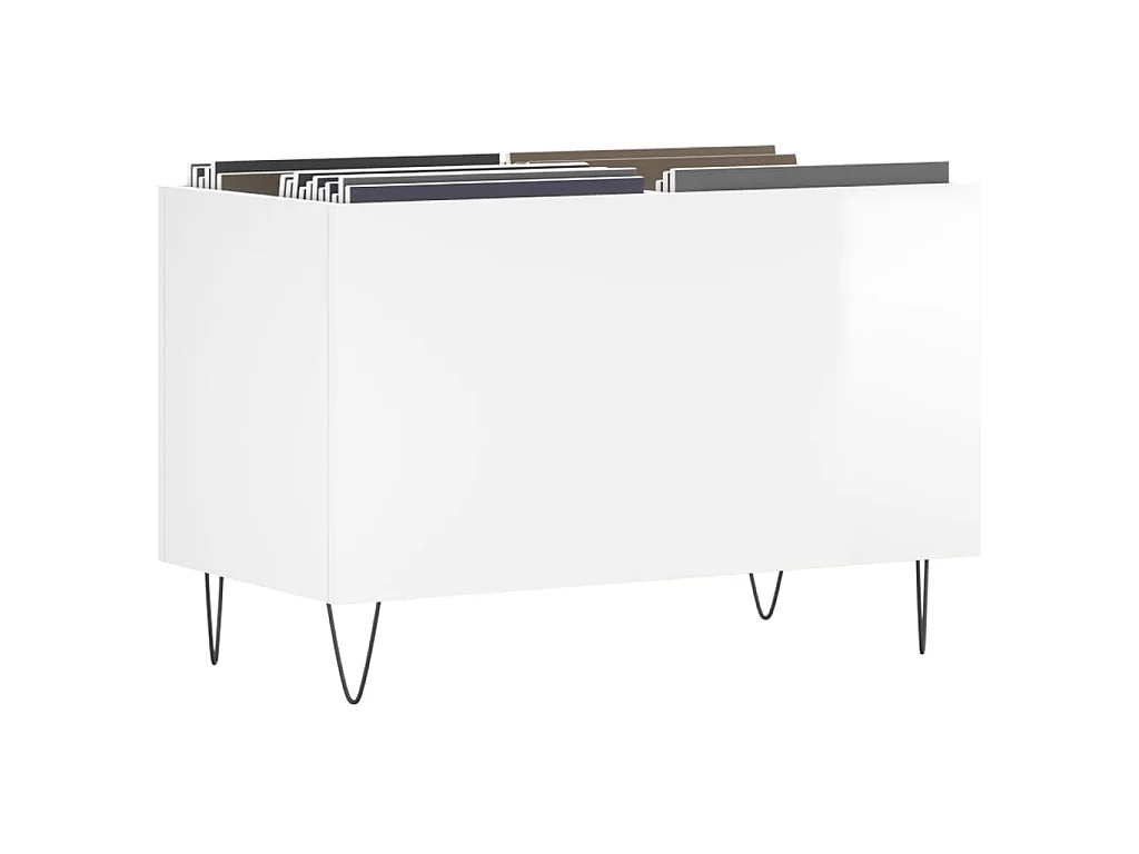 Armoire à disques blanc brillant 74,5x38x48cm bois d'ingénierie