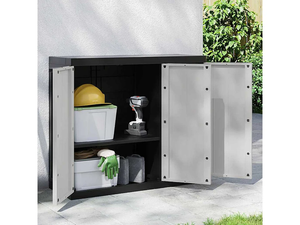Armadio da Esterno Grigio e Nero 97x37x85 cm in PP