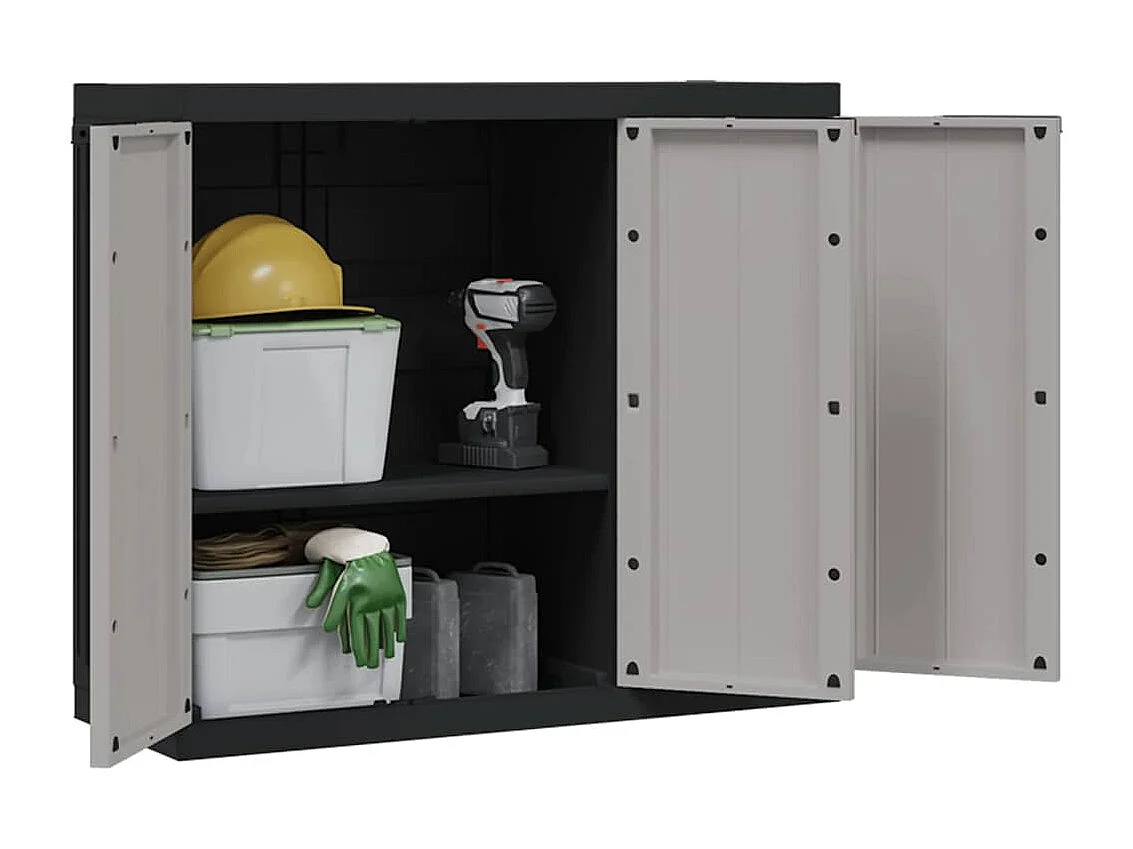 Armadio da Esterno Grigio e Nero 97x37x85 cm in PP