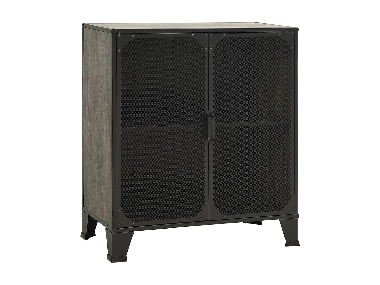 Armário de arrumação 72x36x82 cm metal e MDF cinzento