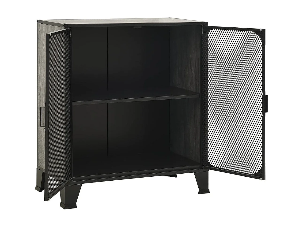 Armário de arrumação 72x36x82 cm metal e MDF cinzento