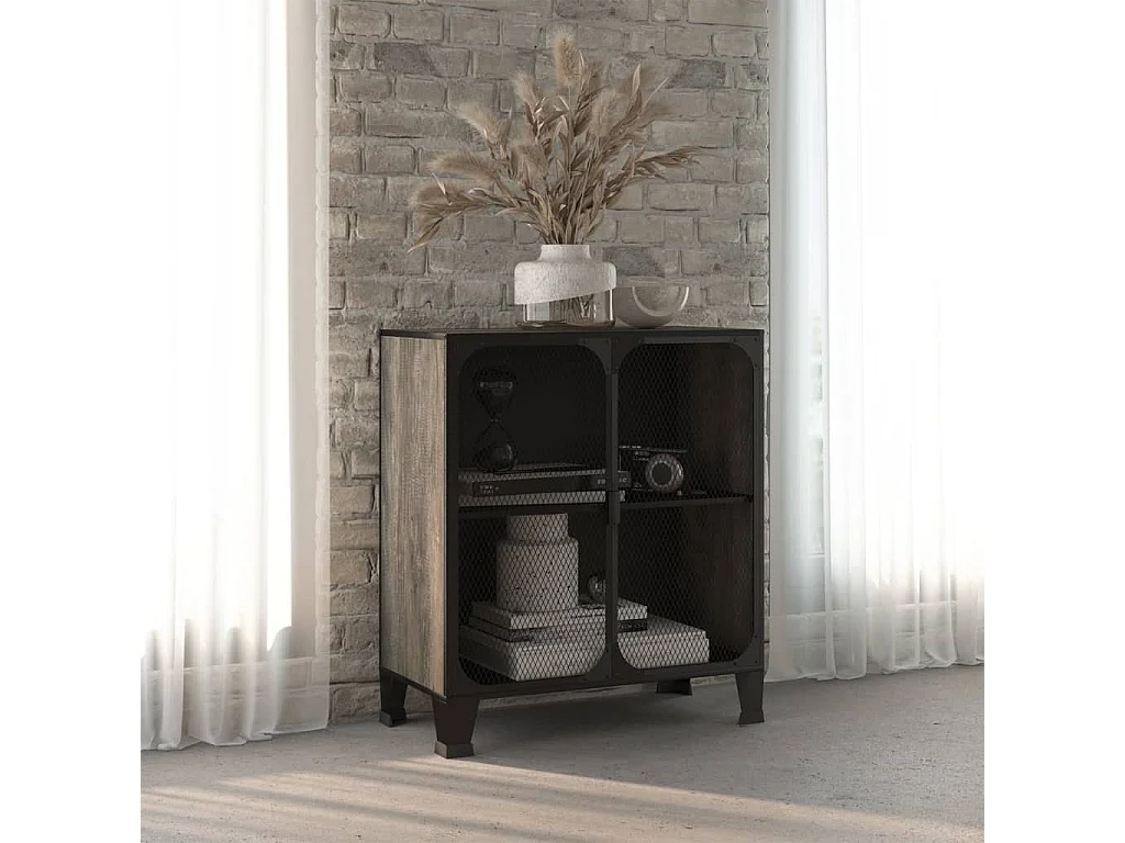 Armoire de rangement Gris 72x36x82 cm Métal et MDF