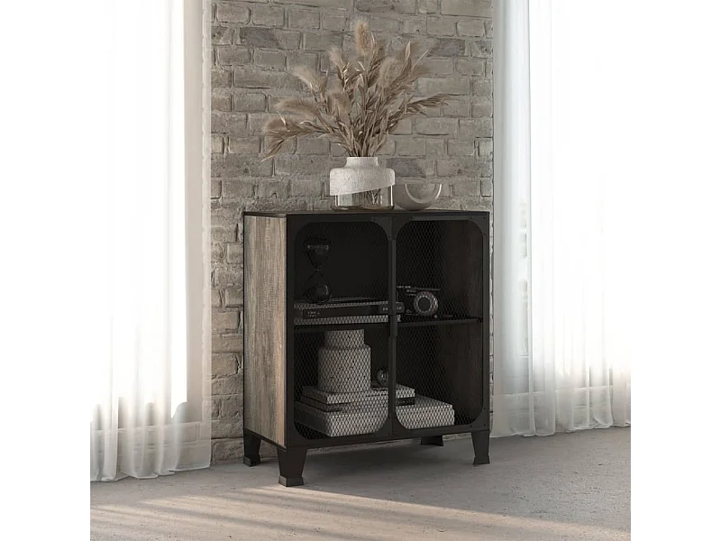 Aufbewahrungsschrank Grau 72x36x82 cm Metall und MDF