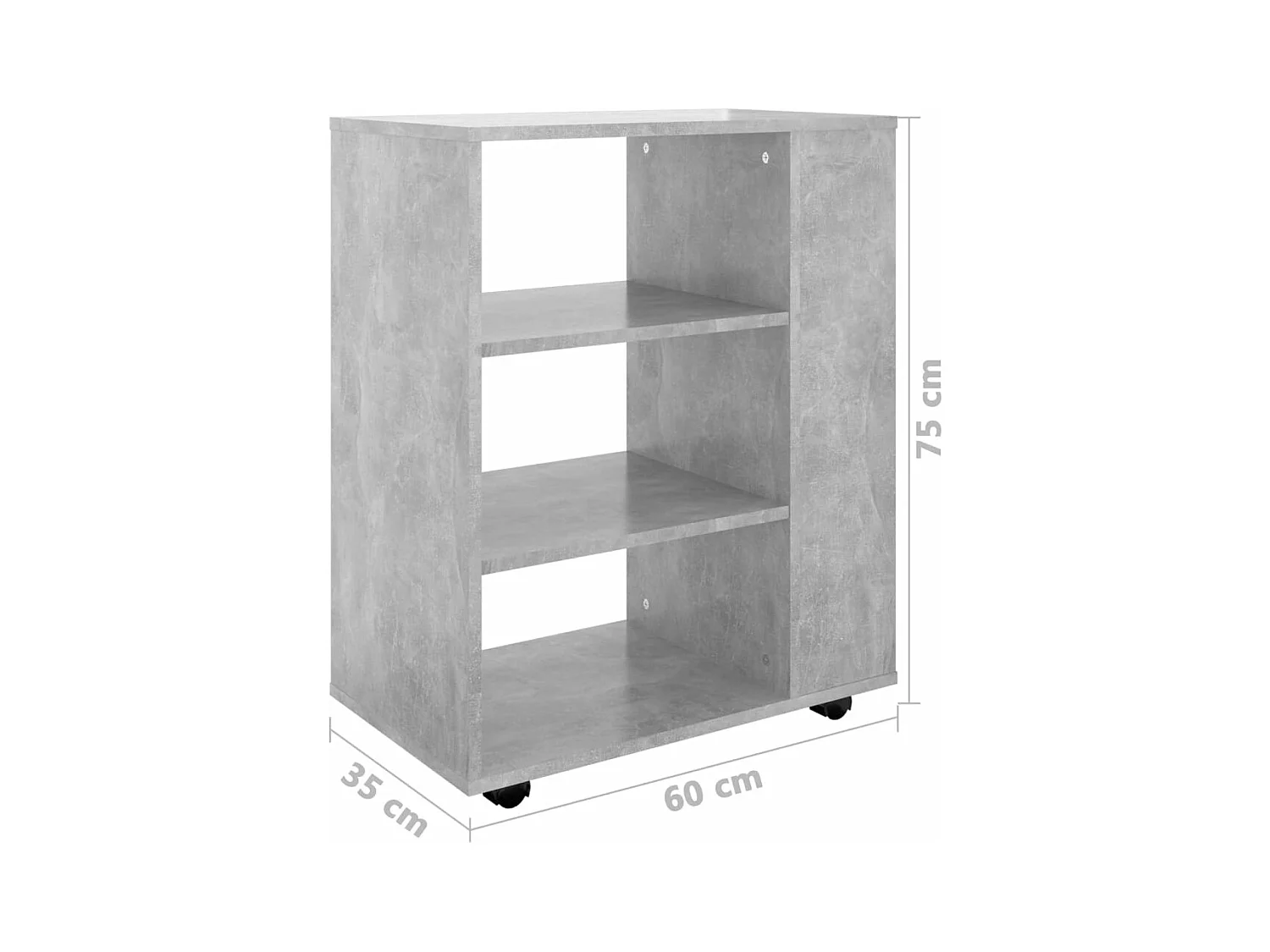 Rolkast 60x35x75 cm bewerkt hout betongrijs