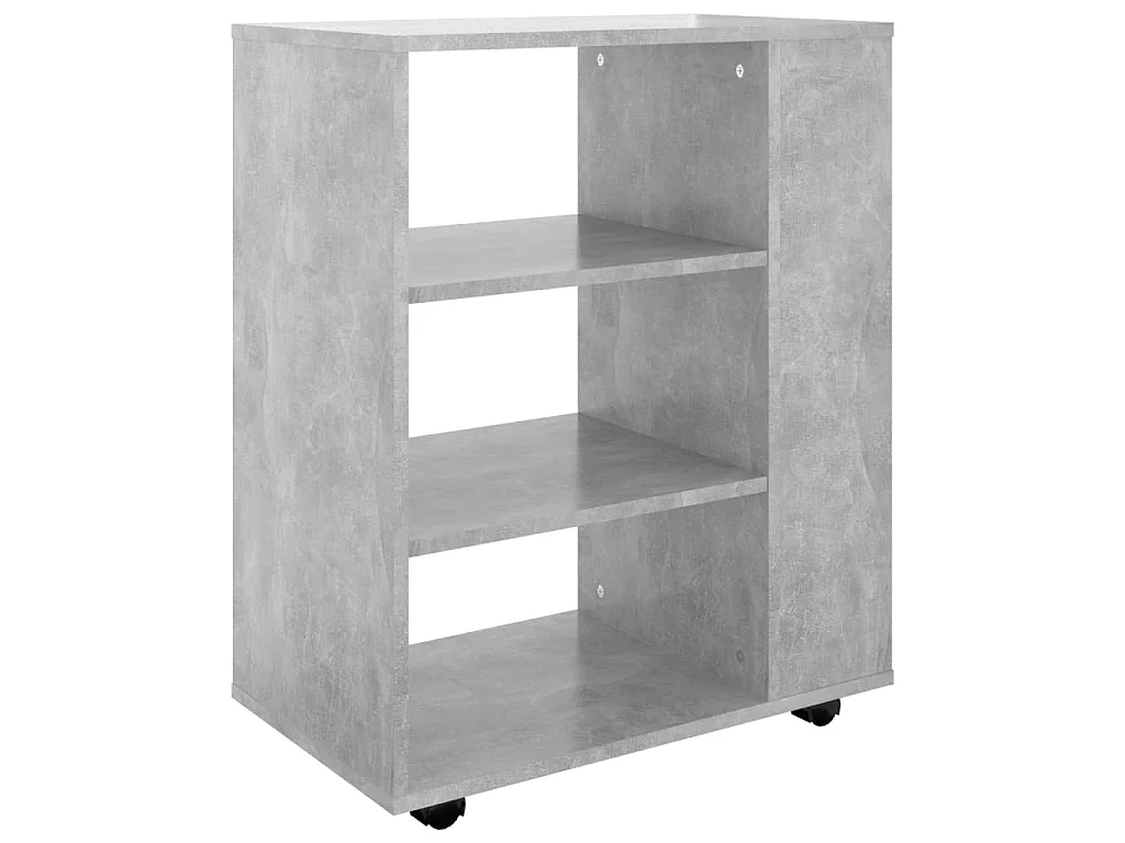 Mobiletto con Ruote Grigio Cemento 60x35x75cm Legno Multistrato