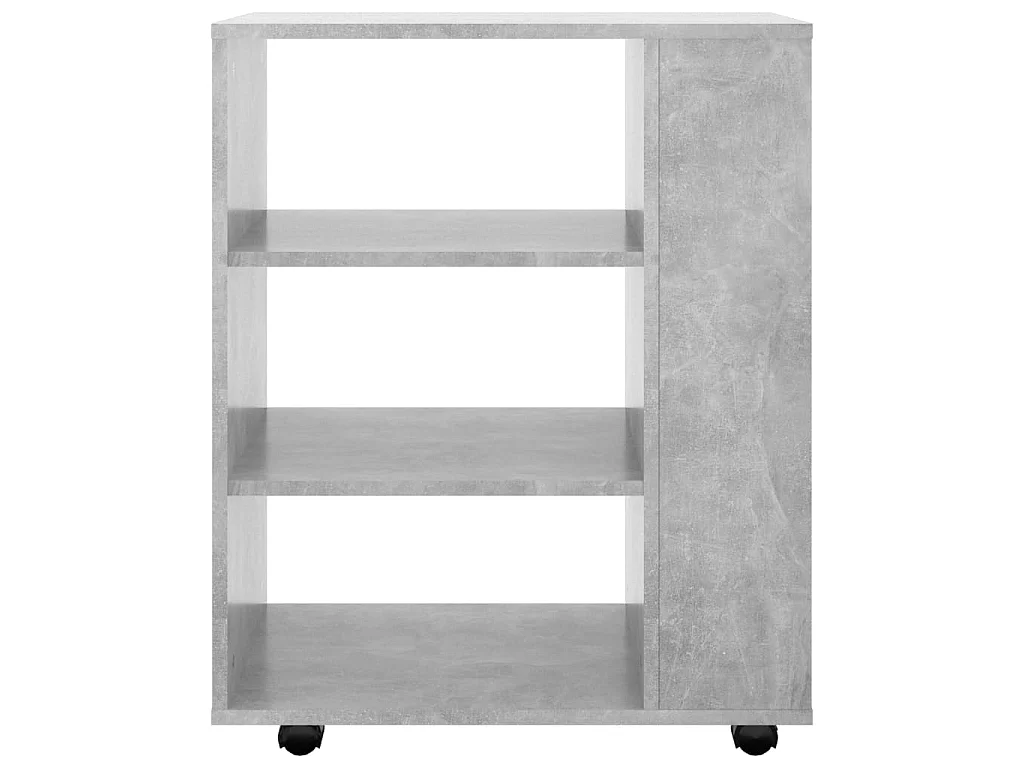 Mobiletto con Ruote Grigio Cemento 60x35x75cm Legno Multistrato