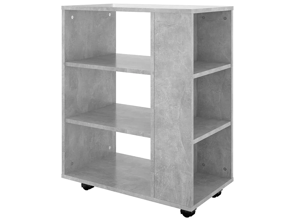 Mobiletto con Ruote Grigio Cemento 60x35x75cm Legno Multistrato