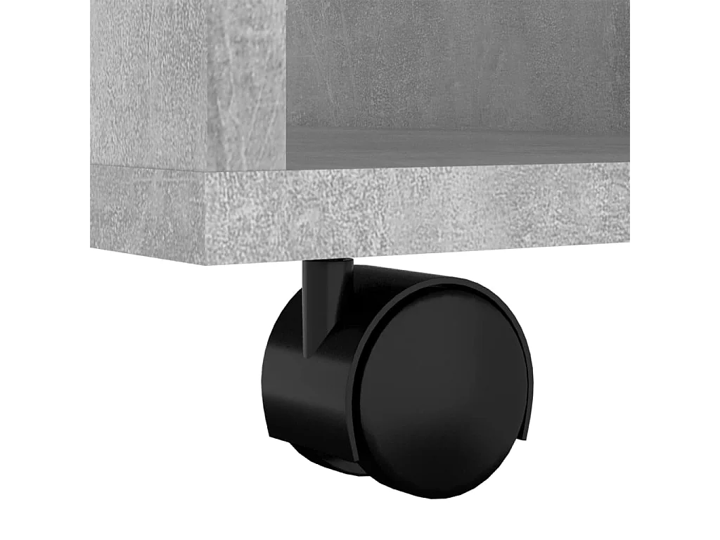 Mobiletto con Ruote Grigio Cemento 60x35x75cm Legno Multistrato