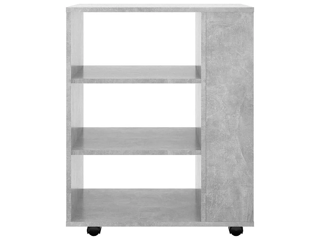 Mobiletto con Ruote Grigio Cemento 60x35x75cm Legno Multistrato