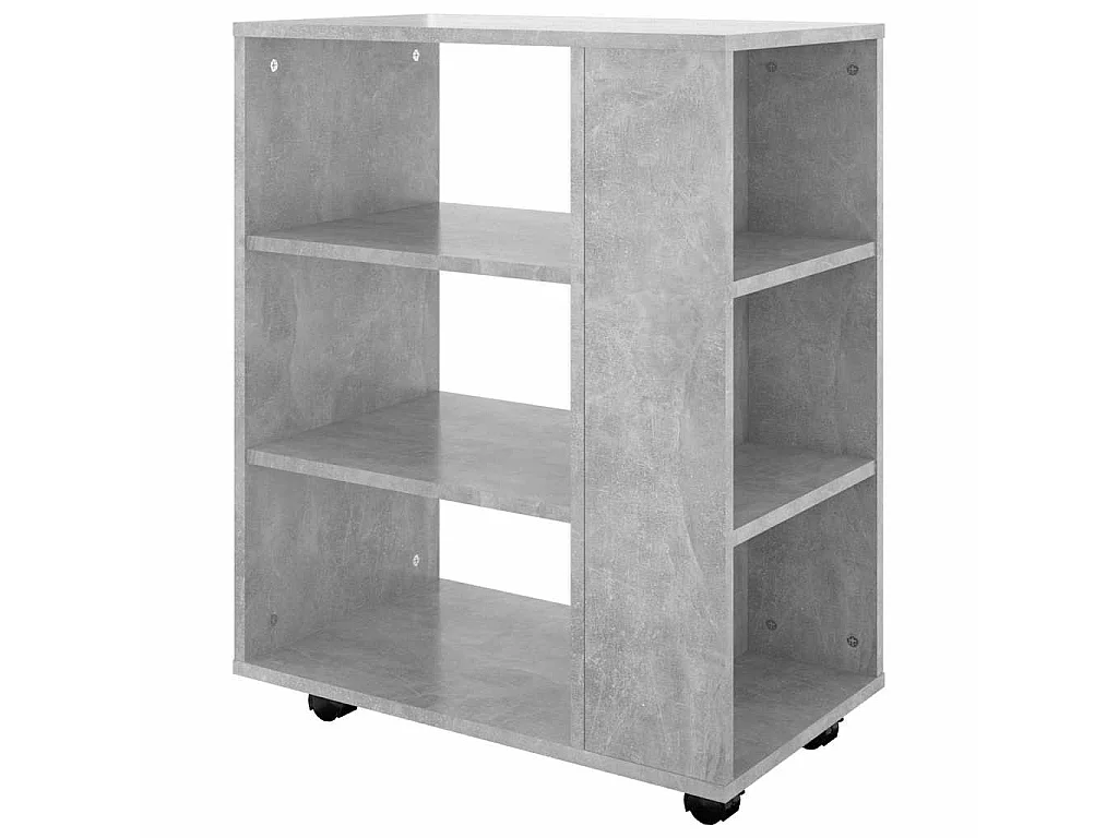 Mobiletto con Ruote Grigio Cemento 60x35x75cm Legno Multistrato