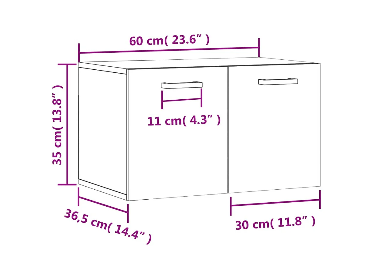 Wandschrank Weiß 60x36,5x35 cm Holzwerkstoff