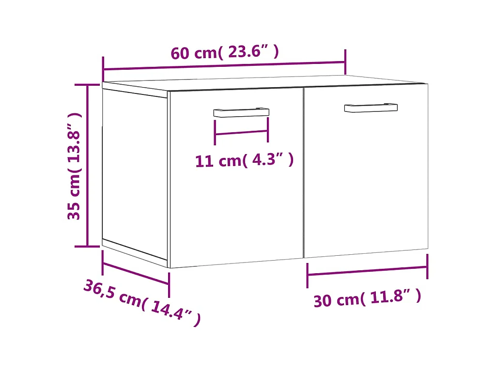 Wandschrank Weiß 60x36,5x35 cm Holzwerkstoff