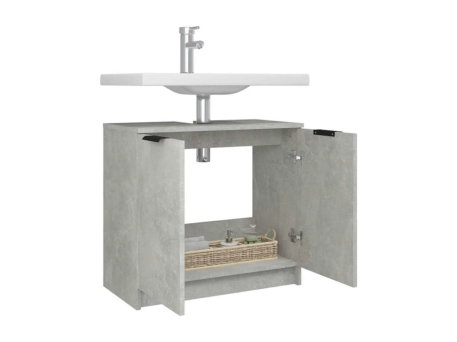 Armoire de bain Gris béton 64,5x33,5x59 cm Bois d'ingénierie