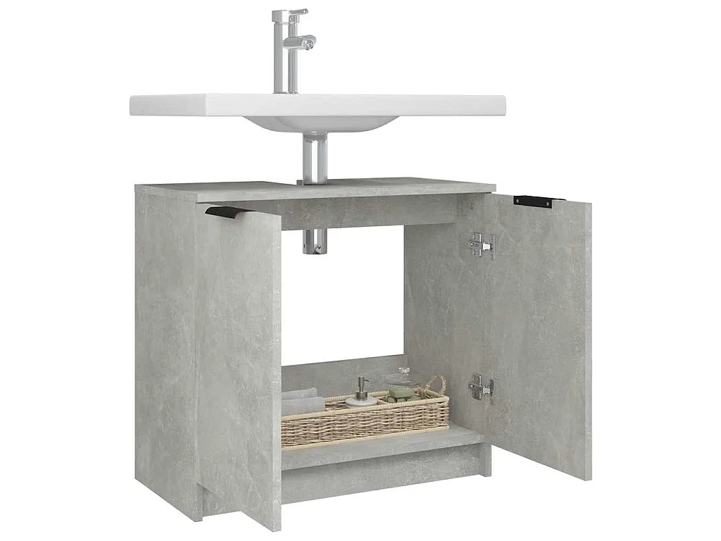 Armoire de bain Gris béton 64,5x33,5x59 cm Bois d'ingénierie