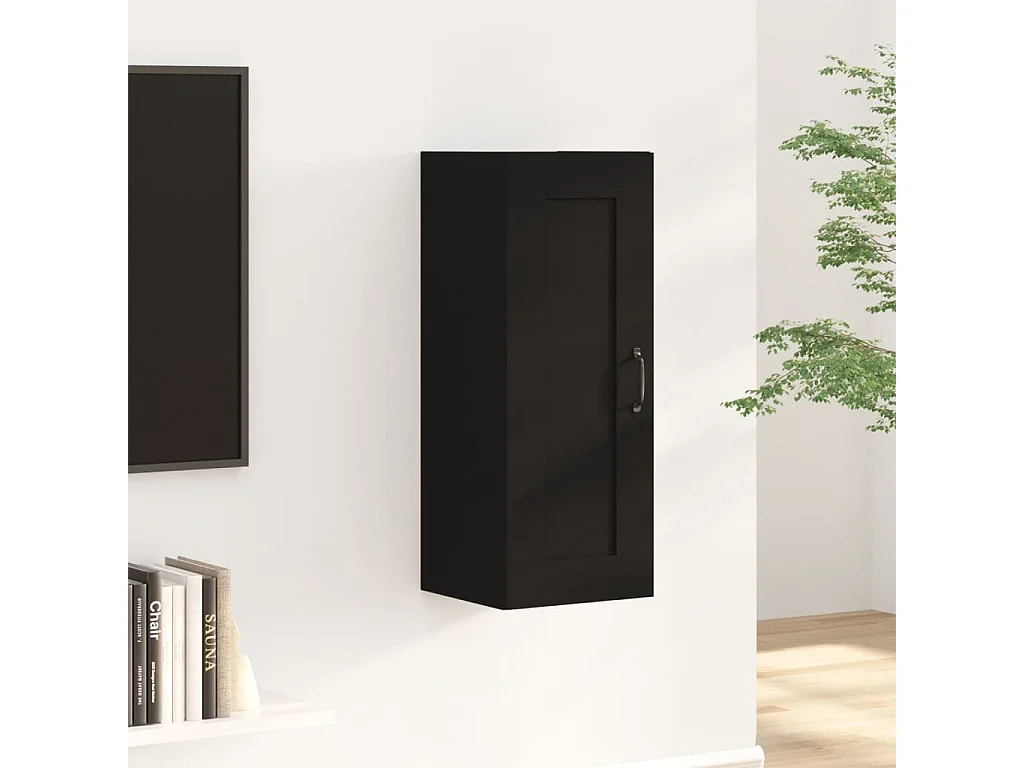 Armadietto a Muro Nero 35x34x90 cm in Legno Multistrato