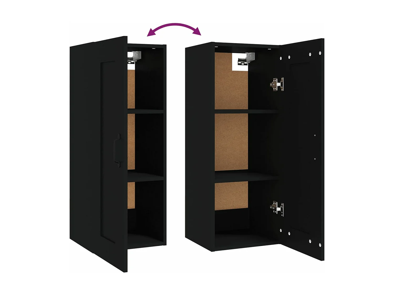 Armadietto a Muro Nero 35x34x90 cm in Legno Multistrato