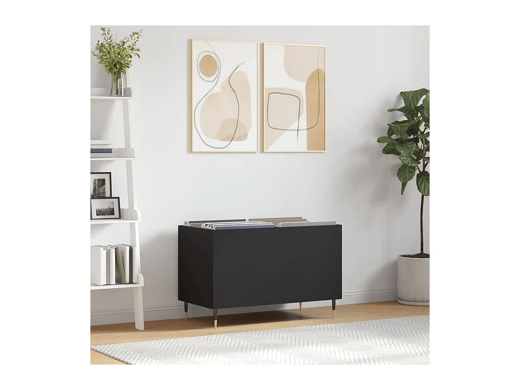 Armoire à disques noir 74,5x38x48 cm bois d'ingénierie